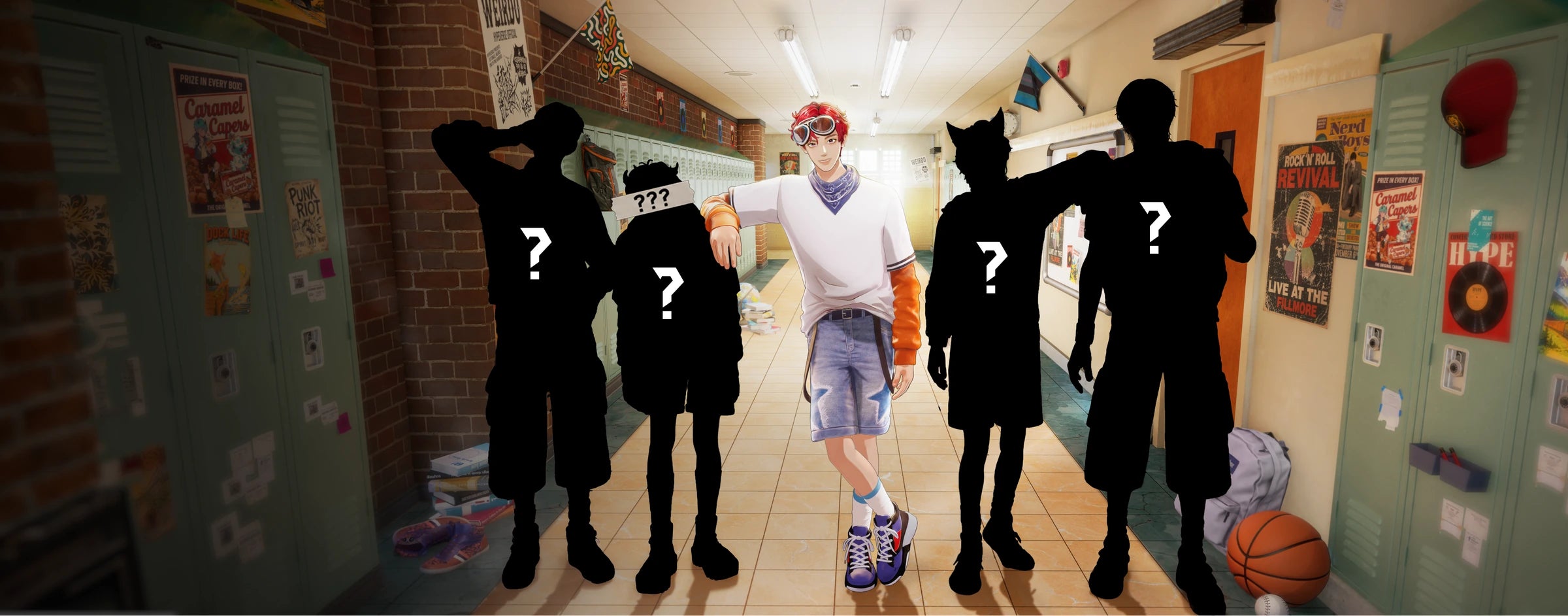 HYPEVERSE members in a school hallway